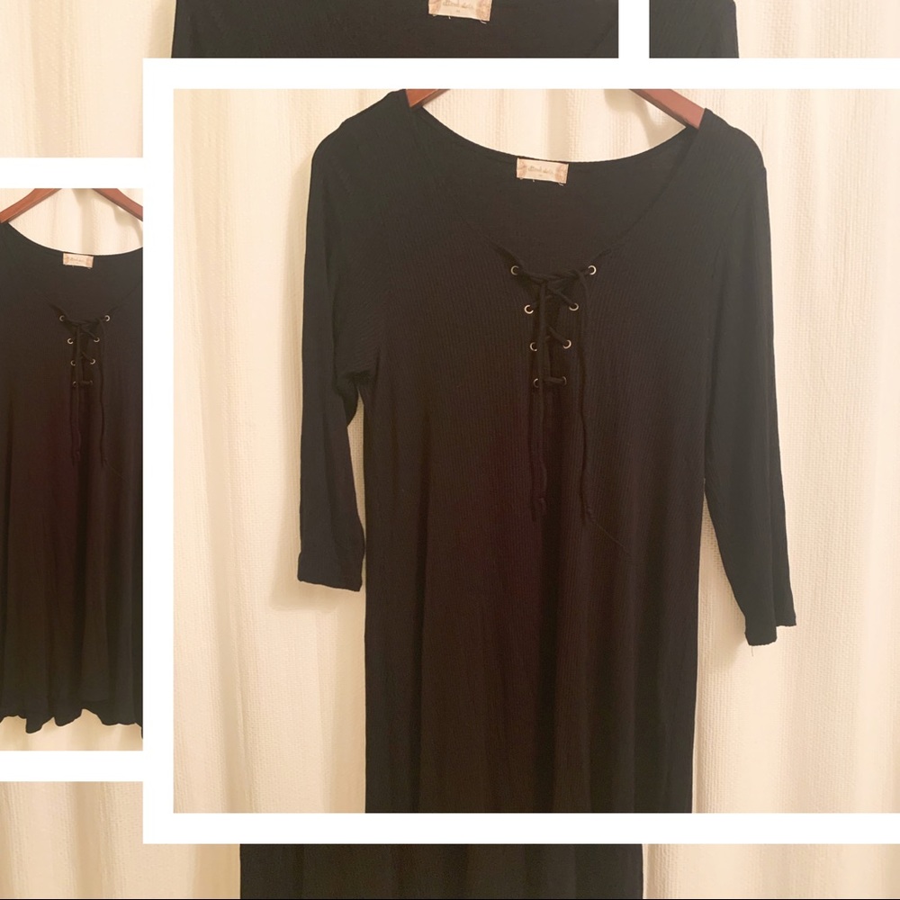 Altar’d State - Lace Up Black Knit Dress - Med